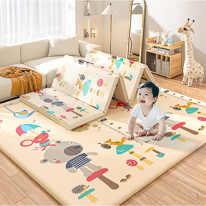 Tapete para engatinhar 1.8 x 2m Tapete infantil dobrável de espuma com impressão dupla face Tapete para bebês engatinh