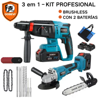 3 em 1 Martelo Rotativo+Esmerilhadeira Angular Brushless 21V +2 Baterias Dobevi em Oferta na Shopee
