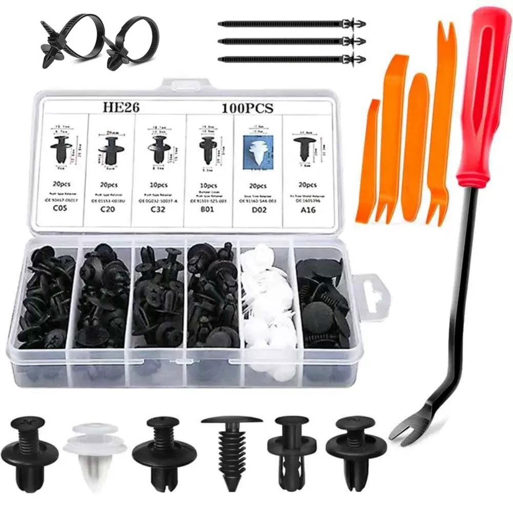 Kit 130 Grampo Presilha Automotiva Prendedor Hibrido De Clipes De Fixação De Peças Pino Parachoque Carro Universal em Oferta na Shopee