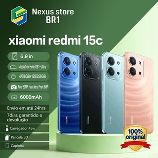 Celular Xiaomi Redmi 15C Processador Mediatek Hélio G81-Ultra, Bateria 6000mAh, Proteção IP64