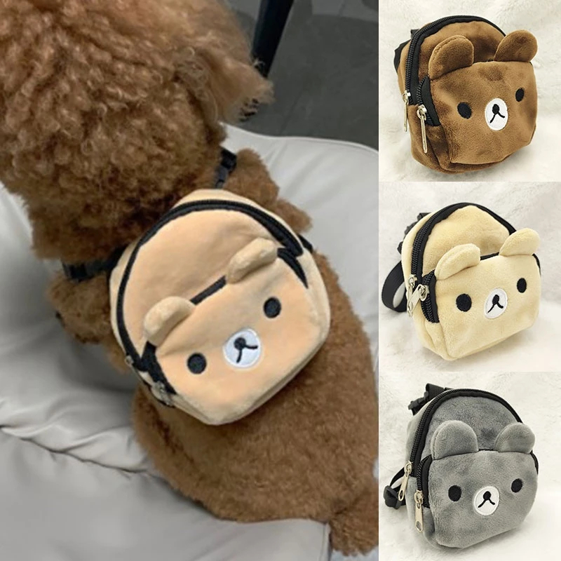 Mochila para Cachorro de Pelúcia | Bolsa Pet com Arnês Pequeno Porte para Passeio - Cachorro Carrega Sozinho
