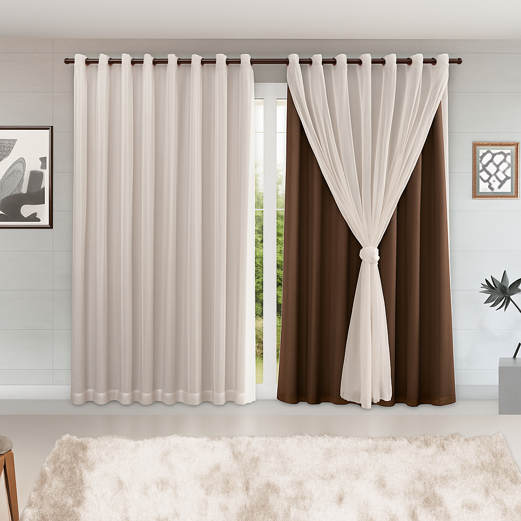 Cortina MADRI LUXO 3,00 x 2,50 c/ VOIL Branco - Decoração Quarto, Sala, Escritório, Janela ENVIO IMEDIATO em Oferta na Shopee