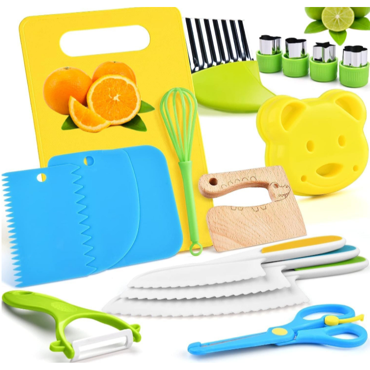 Kit 17 Peças Conjunto De Cozinha Seguro Para Crianças Conjunto De Facas De Frutas De Plástico Para Presente