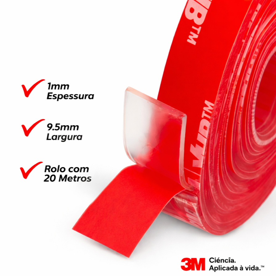 fita dupla face 3M 9.5 x 20 metros fixacao forte -uso geral em Oferta na Shopee