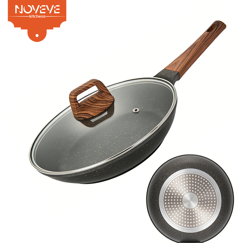 Imagem NOVEVE Panela Frigideira Antiaderente De Cerâmica Reforcada Com Tampa De Vidro Linha Premium