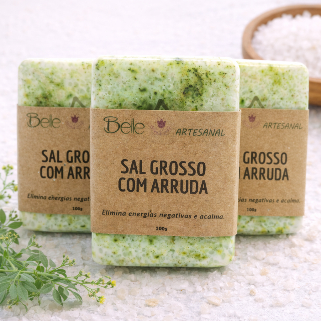 Kit 3 Sabonetes de Arruda com Sal Grosso – Limpeza Profunda, Relaxamento e Proteção | Energia, Bem-Estar e Aroma Natural em Oferta na Shopee