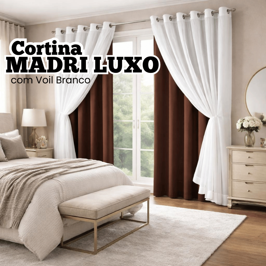 Cortina Sala 3 Metros Com Tecido Voil Luxo Decoração Quarto Para Varão Simples em Oferta na Shopee