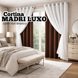 Cortina Sala 3 Metros Com Tecido Voil Luxo Decoração Quarto Para Varão Simples em Oferta na Shopee
