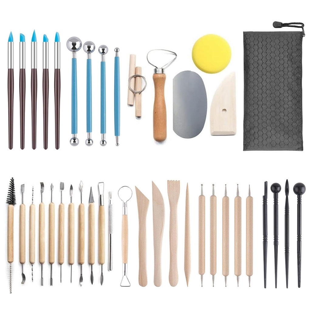 Kit 40 Peças Profissionais Escultura Argila Modelagem Corte