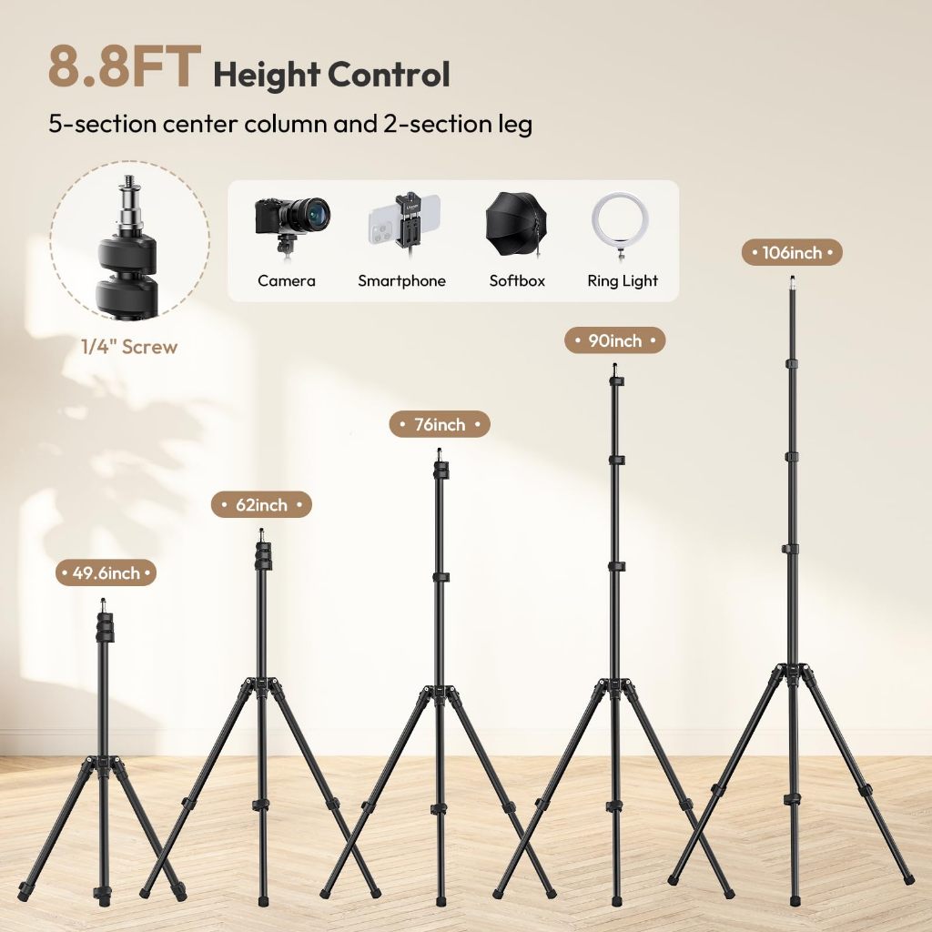 Detalhes do ULANZI T270 Tripé de Luz 270cm Alumínio para Softbox LED Estúdio Fotografia Portátil