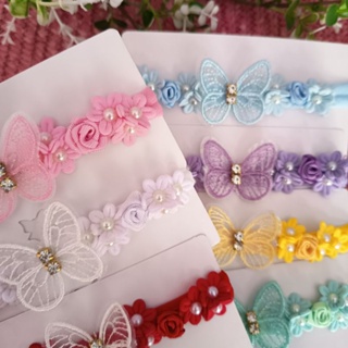 Tiara Faixinha Bebê Slim Borboleta Bordada com Pérolas Saída de Maternidade Batizado Enxoval Menina- jardim encantado em Oferta na Shopee