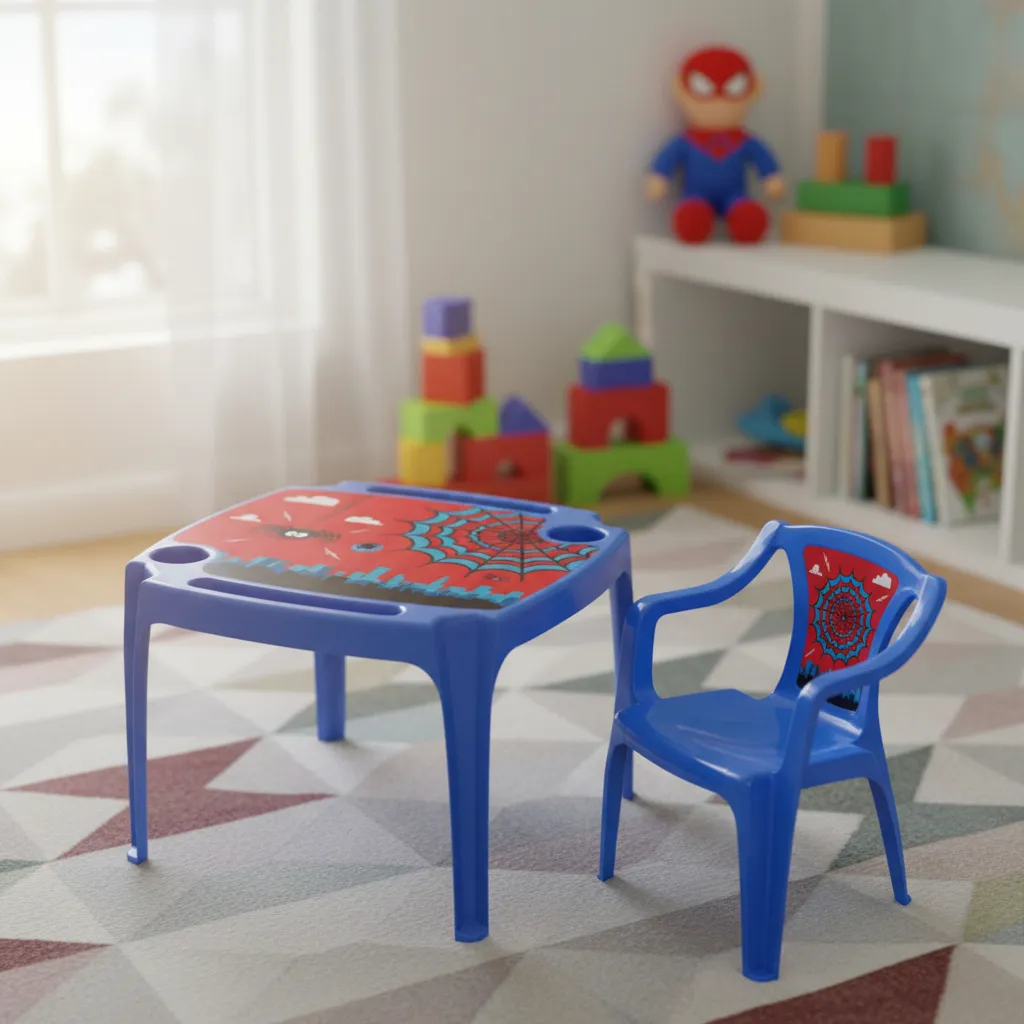 Kit Mesa e Cadeira Infantil Mini Poltrona Homem Aranha Azul