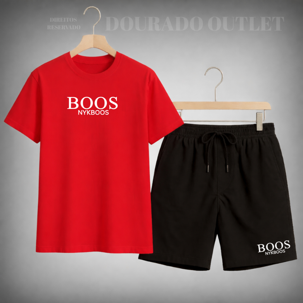 Camisa e Short Masculino boos Estilo Casual Otima Qualidade em Oferta na Shopee