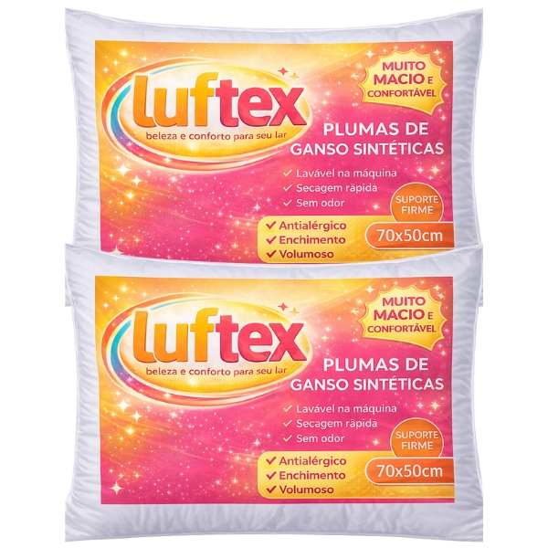 Kit Travesseiro Penas e Pluma de Ganso 70x50cm Ultra Macio Confortável Antiácaros
