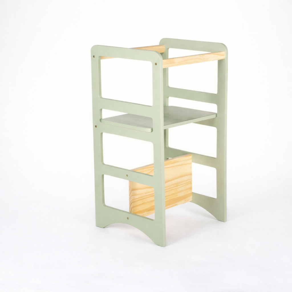 Torre de Aprendizagem Montessoriana 3 em 1 Infantil Cadeira de Alimentação Escada Mesa