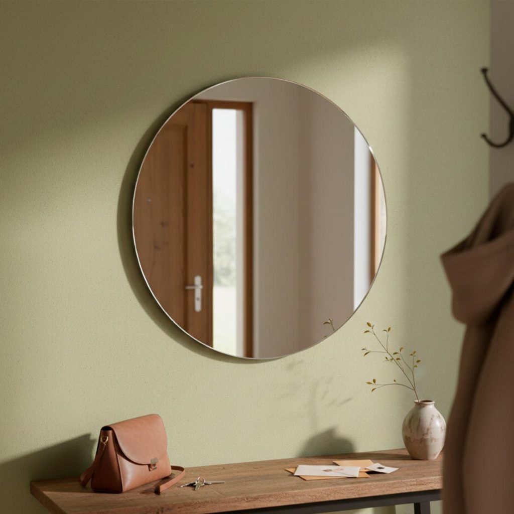 Espelho Multiuso Lapidado Redondo 60cm Diam. Fita Dupla Face em Oferta na Shopee