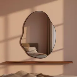 Espelho Pinterest Retrô Lapidado Orgânico 55x75cm de Parede Minimalista Banheiro Hall Entrada Lavabo