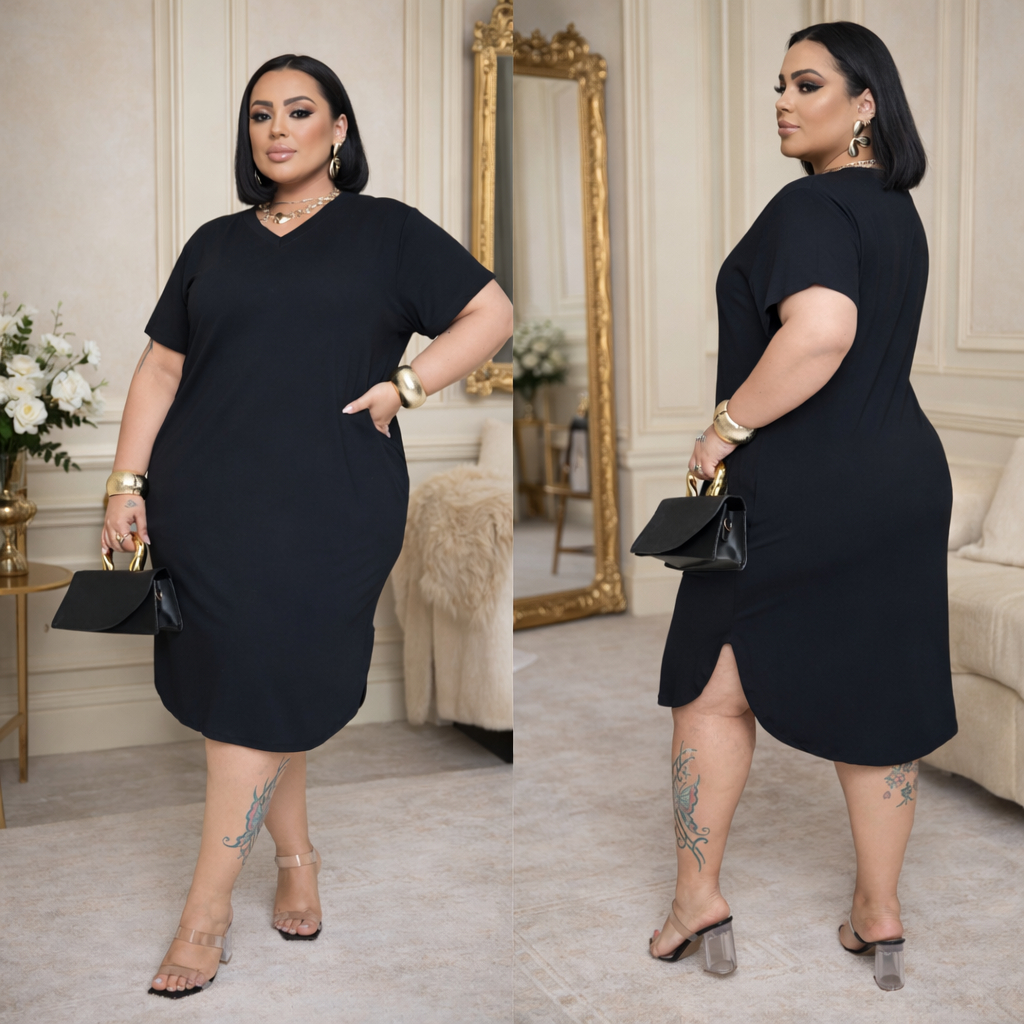 Vestido Moda Evangélica Vestido Básico Plus Size Camisetão