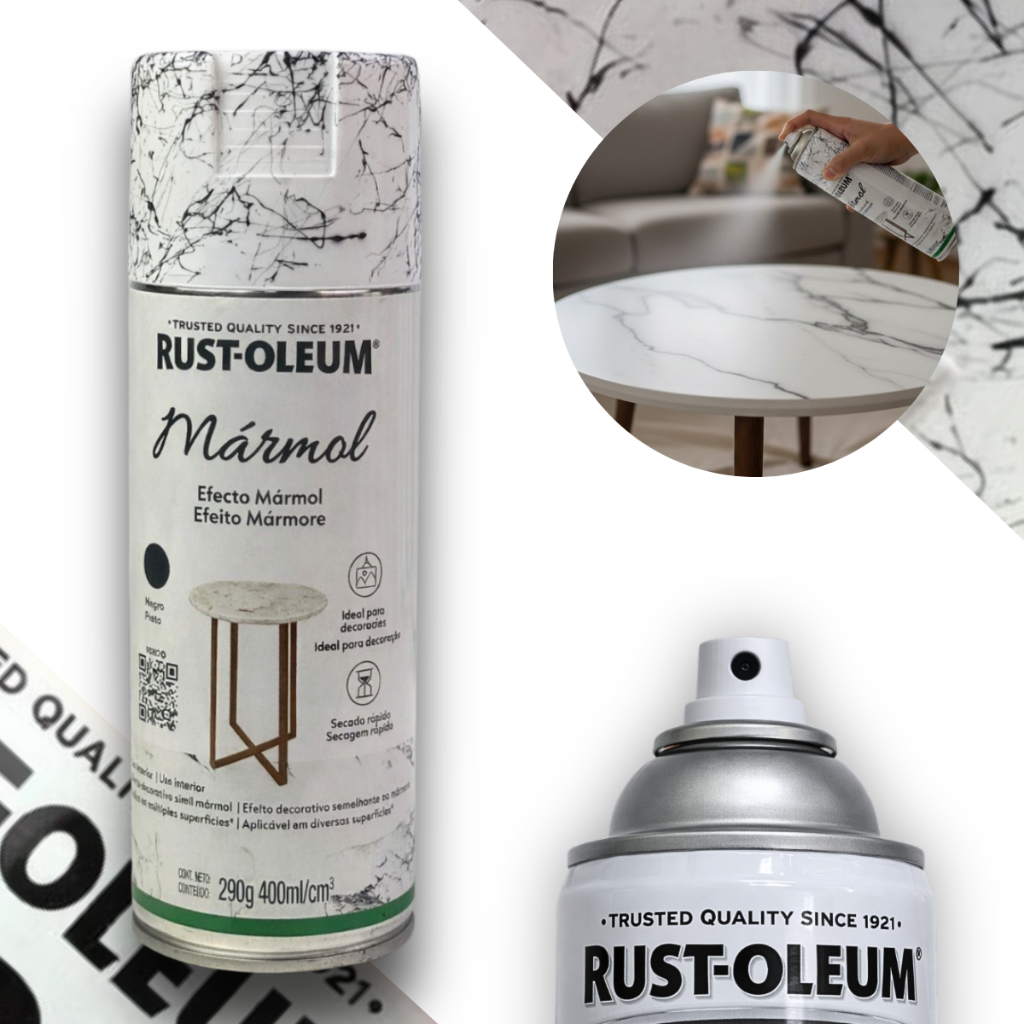 Spray Mármol Efeito Mármore Cor Preto Rust Oleum em Oferta na Shopee