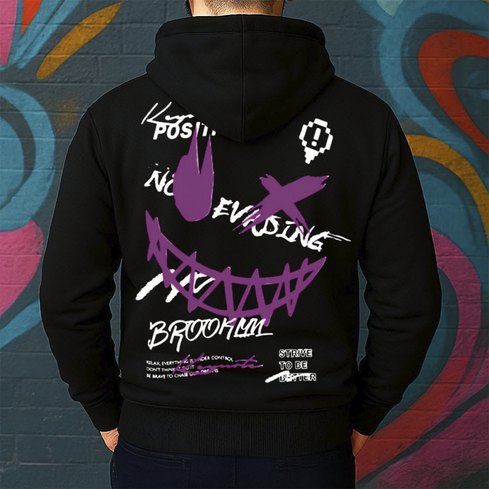 Blusa de Moletom Canguru Estampada Sorriso Travado Masculina Confortável Do Tamanho P ao GG