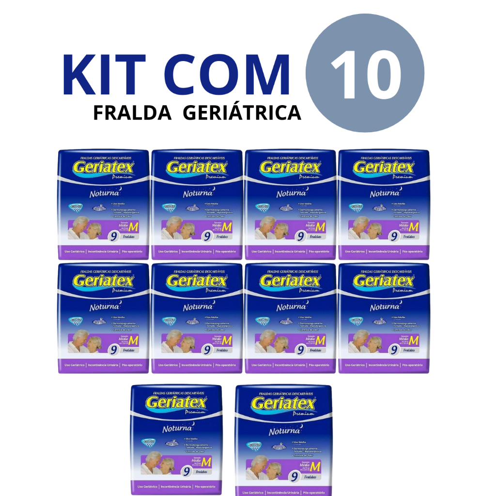 Fralda Adulto Geriátrica Geriatex Premium Noturna M  Incontinência Urinária Promoção 10uni