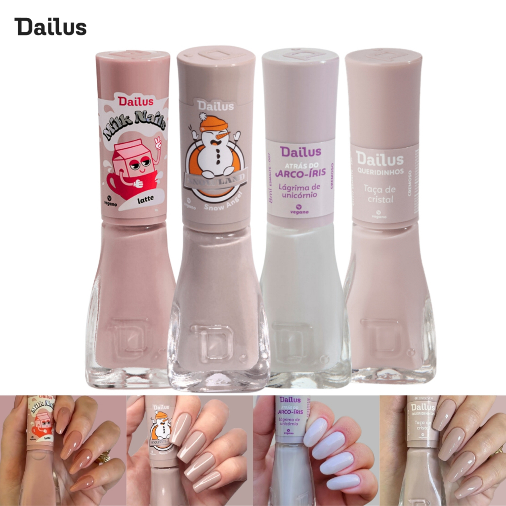 Kit Esmaltes Dailus Nude Básico Coleções Queridinhos Cremoso Profissional