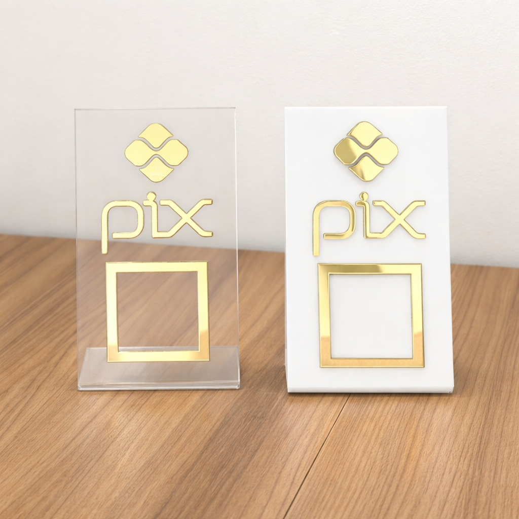 Placa Pix Display QR Code Acrílico 2mm Mesa Balcão Pagamento