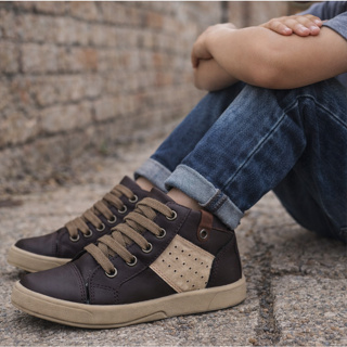 Sapatenis Casual Infantil Tênis Infantil Menino Masculino Cano Alto Botinha Cadarço em Oferta na Shopee