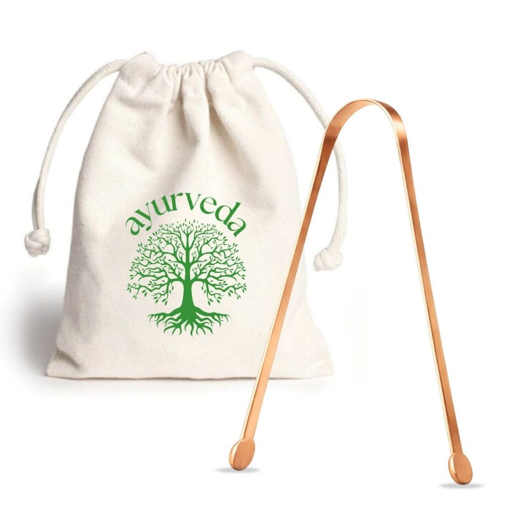 Limpador Raspador de Língua 100% Cobre Puro Ayurveda Higienizador Para Higiene Saúde Bucal
