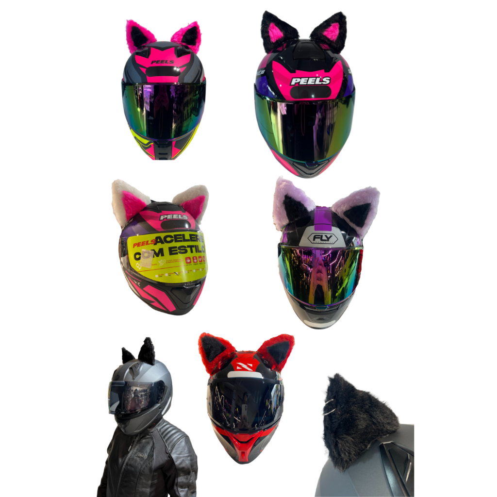 ORELHA DE CAPACETE PAR DE ORELHINHA GATINHO DE CAPACETE TRANÇA CAPACETE LS2 PEELS NORISK FEMININO