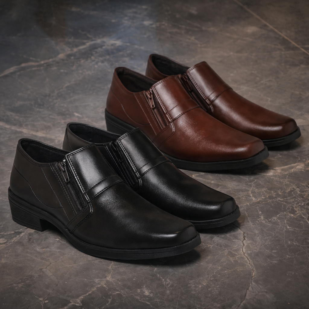 Kit 2 Pares Botina Masculina Casual Trabalho Festa Confortavel Marrom Preto com Ziper Moda Premium