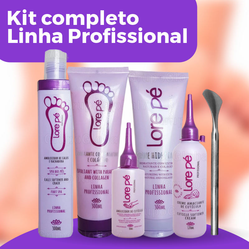 Kit Lore Pé SPA dos Pés 6 Produtos Hidratante Esfoliante Amaciante de Cutículas Espatula Bisturi 222