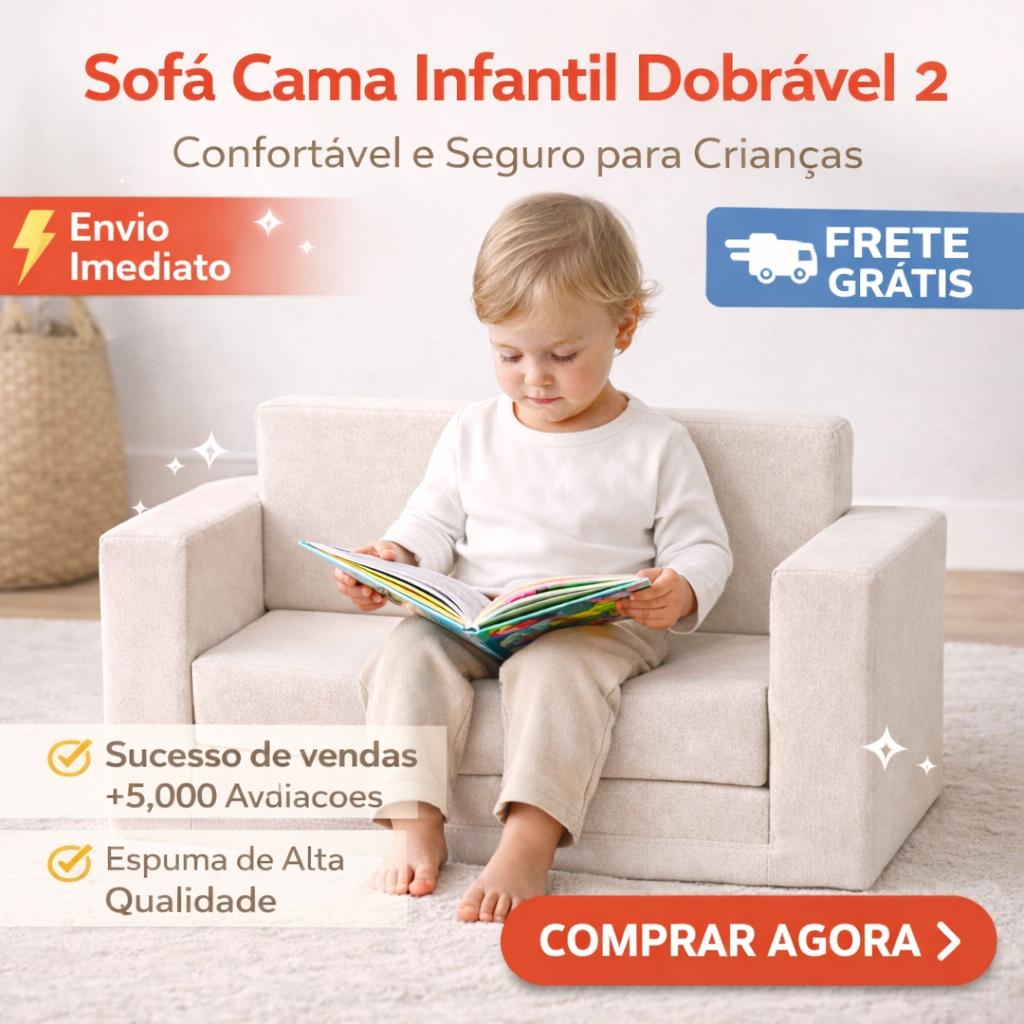 Sofá Cama Infantil - VELUDO - Dobrável 2 em 1 – Confortável, Seguro, Espuma Macia, Sala ou Quarto Infantil