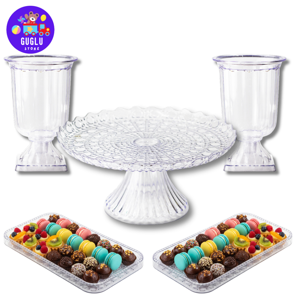 Kit Esmeralda - 1 Boleira Cake Esmeralda , 2 Bandejas Retangular Esmeralda e 1 Vaso Grego