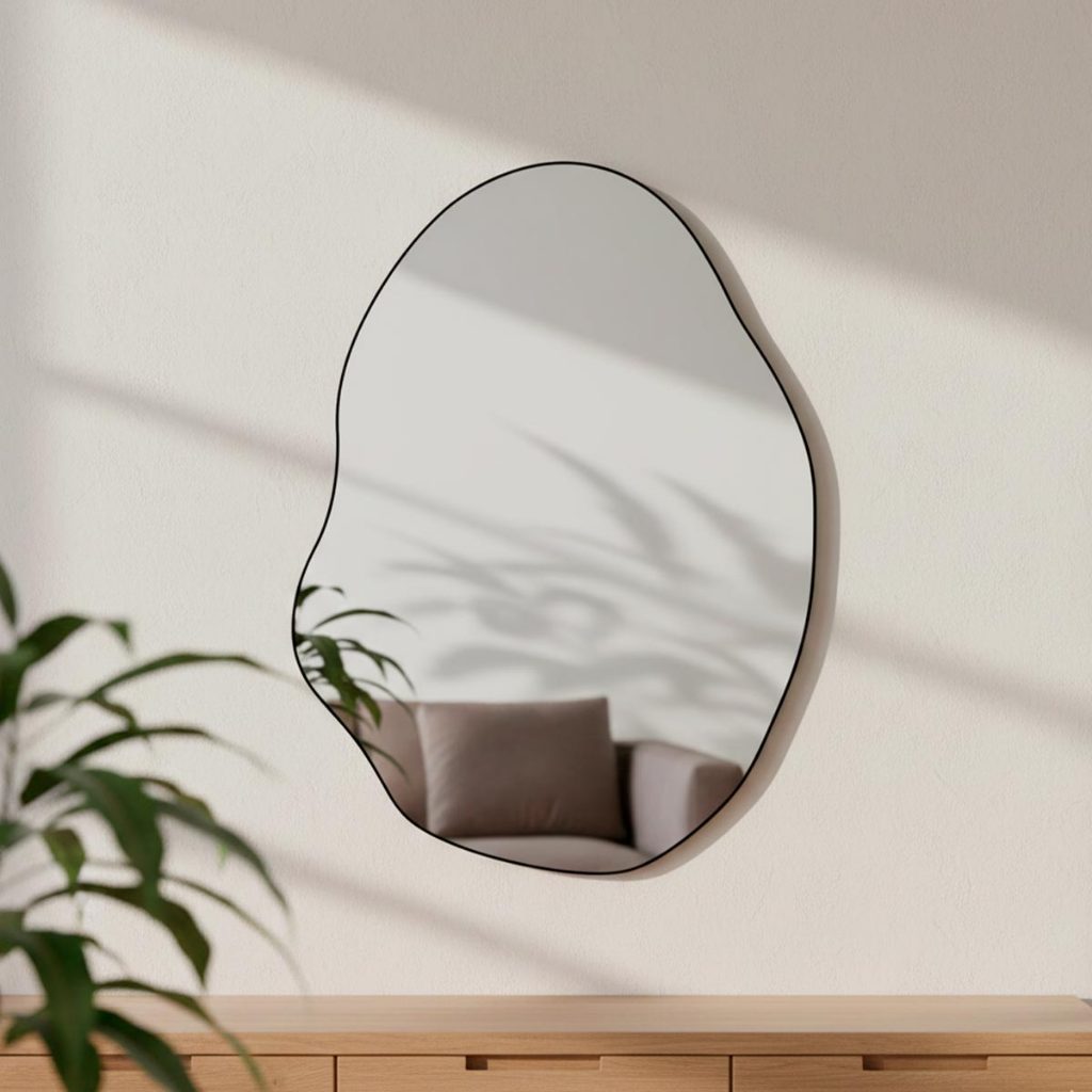 Espelho Orgânico De Parede Sala Lavabo 55x75cm - Mod Rubi em Oferta na Shopee