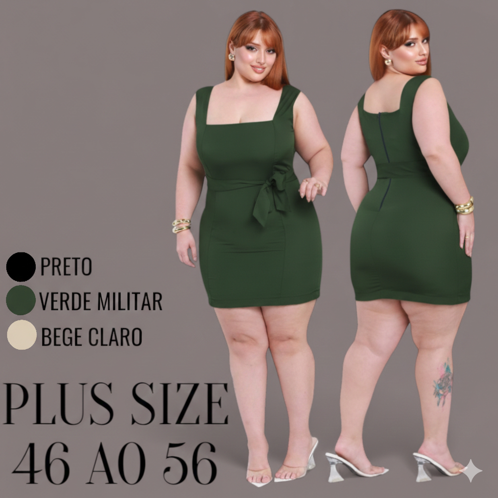 Vestido Curto Básico Plus Size Moda Evangélica Social Look de Noite Justo Alça Grossa 46 ao 56 em Oferta na Shopee