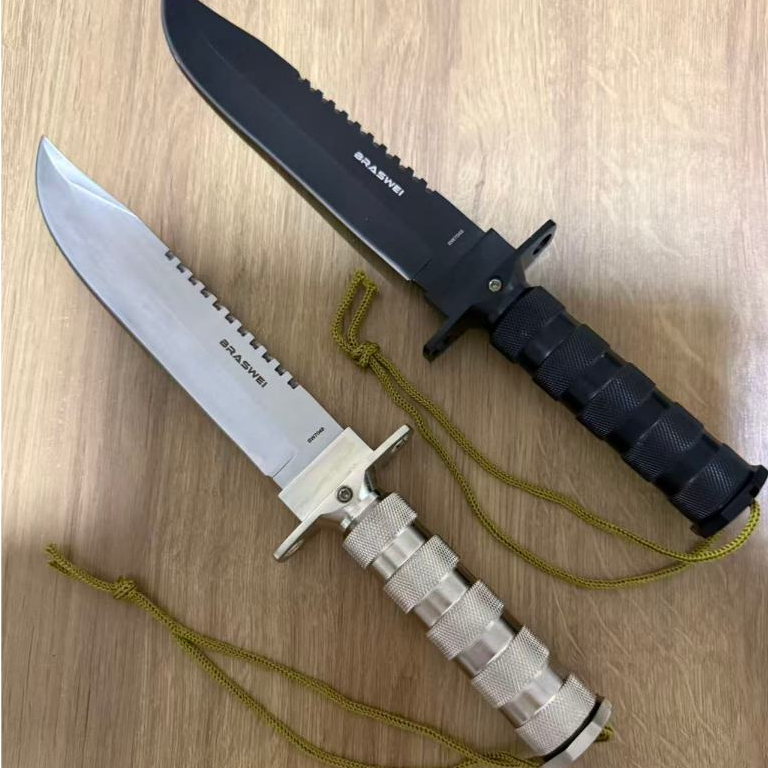 Faca Rambo Tática Militar Aço inox serrilhado kit sobrevivência Com Bainha