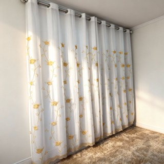 Cortina Bordada Com Forro de Microfibra 3,00 Larg X 2,80 alt Ilhós cromado Varios Tamanhos em Oferta na Shopee