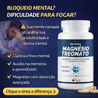 Magnésio 3 Em 1 + L Treonato 60 - 120 Cáps 590MG - Alta absorção BVittas em Oferta na Shopee