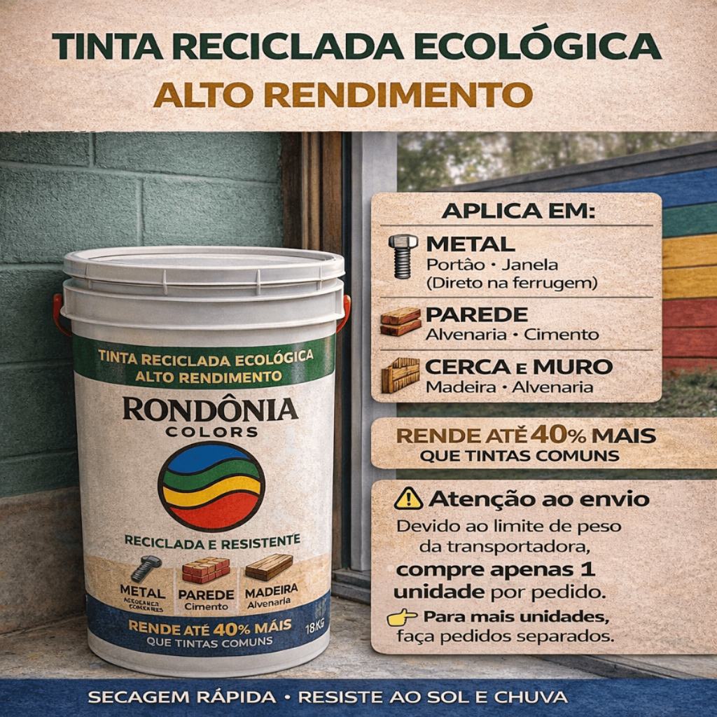 Tinta Econômica 18L Reciclada com Alta Cobertura e Proteção ao Sol e Chuva Para Madeira Metal em Oferta na Shopee