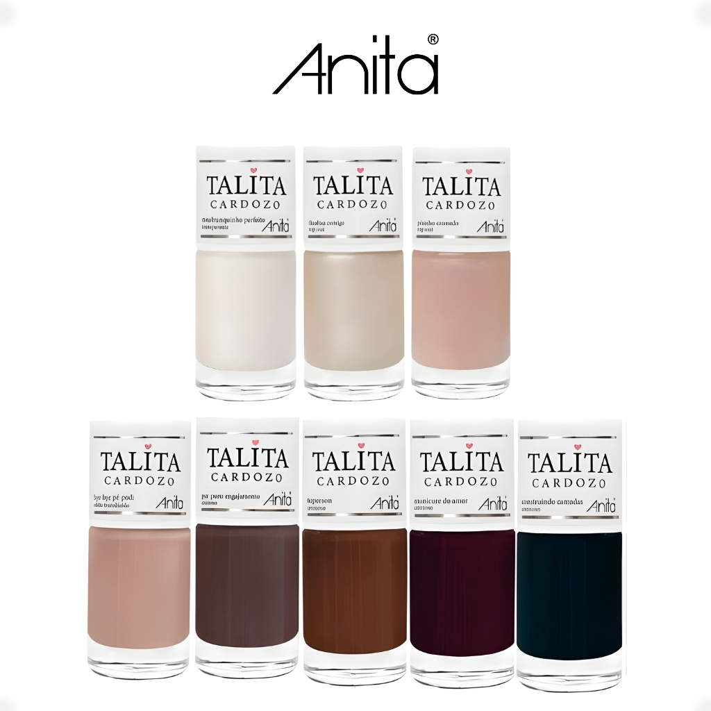 Kit Esmaltes Anita Nova Coleção Talita Cardozo Tons Nude Top Coat Finalização Atacado
