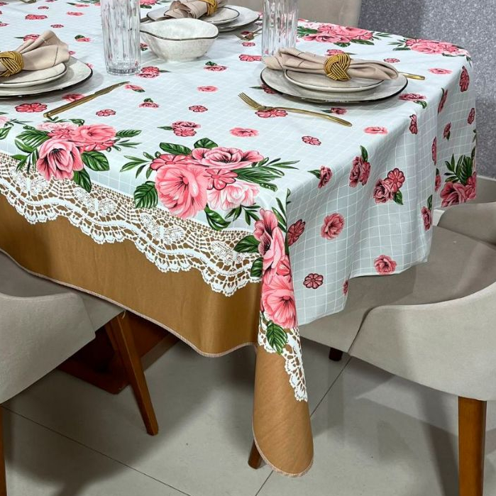 Toalha de Mesa Oxford 4 6 8 e 10 Cadeiras Retangular Quadrada Decoração Elegante Tecido Premium Estampado Envio Imediato