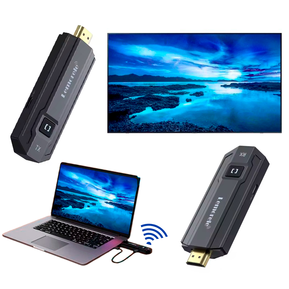 Transmissor Hdmi Sem Fio Wireless Vídeo e Áudio Extensor 50 metros 1080p FullHD Recetpor Lemorele Kit para TV Projetor