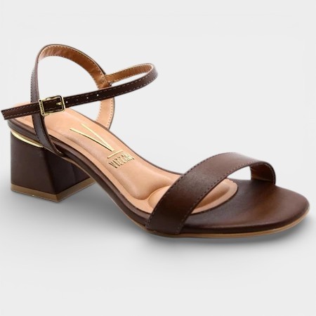 Sandália Vizzano Lisa Salto Bloco Feminina - Marrom em Oferta na Shopee