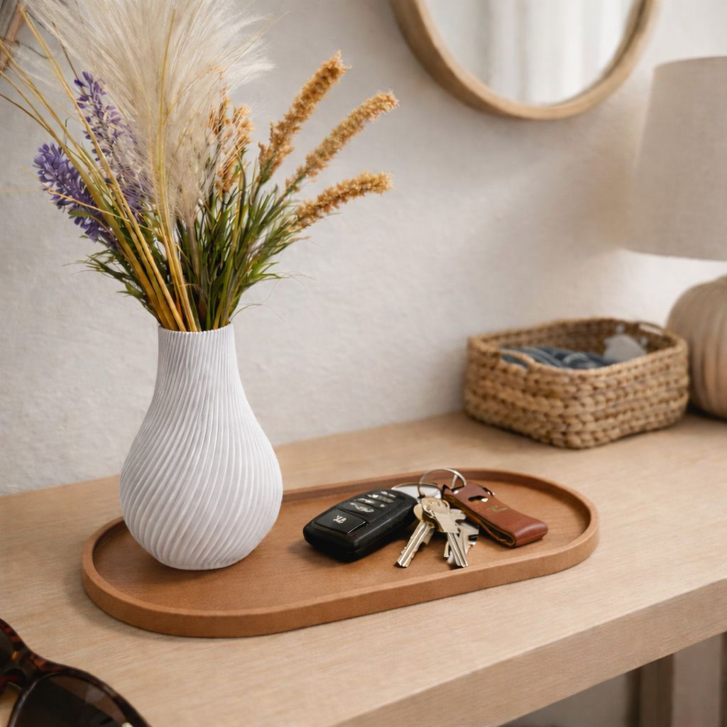 Kit Vaso Decorativo com Bandeja – Ideal para Sala, Aparador, Mesa e Escritório (Sem Flores)