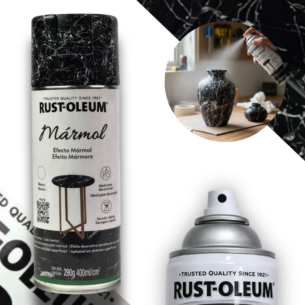 Spray Mármol Efeito Mármore Cor Branco Rust Oleum em Oferta na Shopee