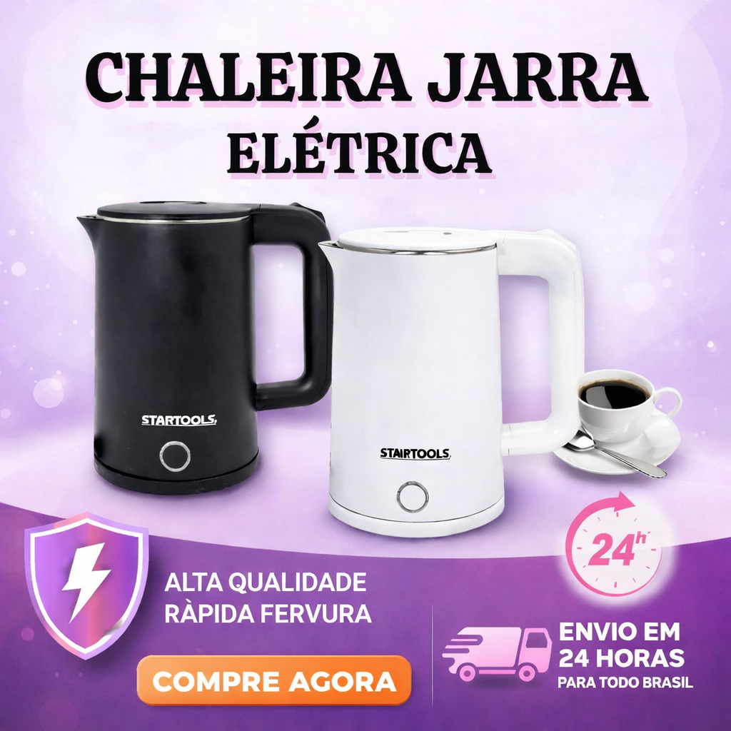 Chaleira Jarra Elétrica 1500W 220V 1,6L Base Led Indicativo Desligamento Automático