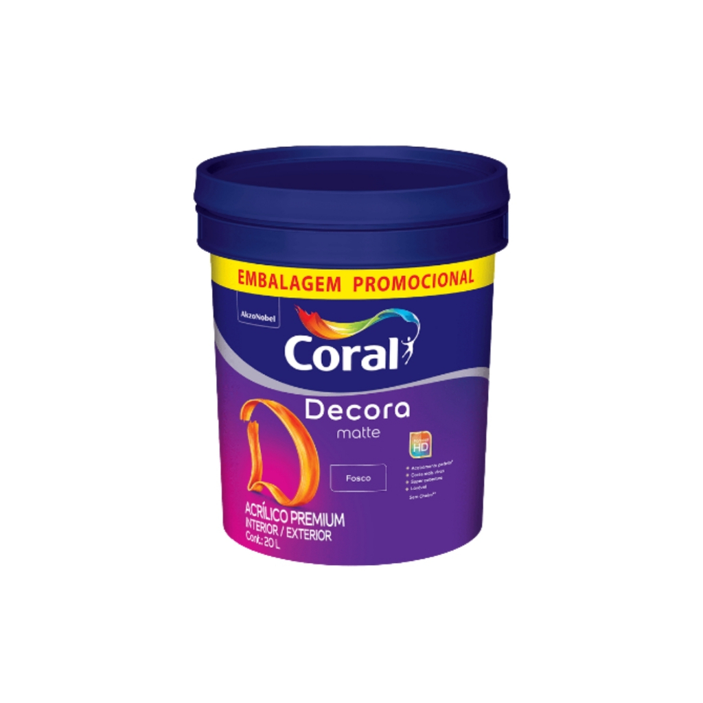 Tinta Acrílica Coral Decora Matte Fosco Branco 20 L