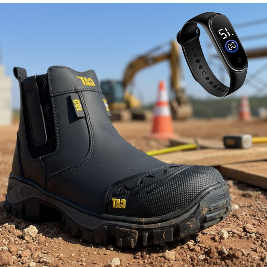 Bota Botina Adventure Couro legítimo Palmilha Gel Alivia Dores