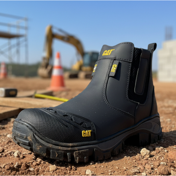 Bota CAT Coturno Adventure Couro Legítimo Palmilha Anatômica Gel